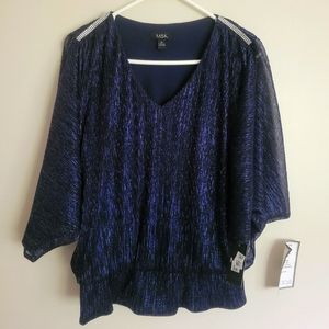 MSK Blue Metallic Formal Blouse NWT